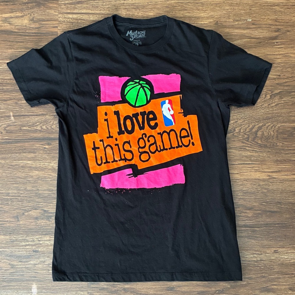 NBA I Love This Game T-Shirt Medium blk Basketball Graphic Tee Mustache Brigade